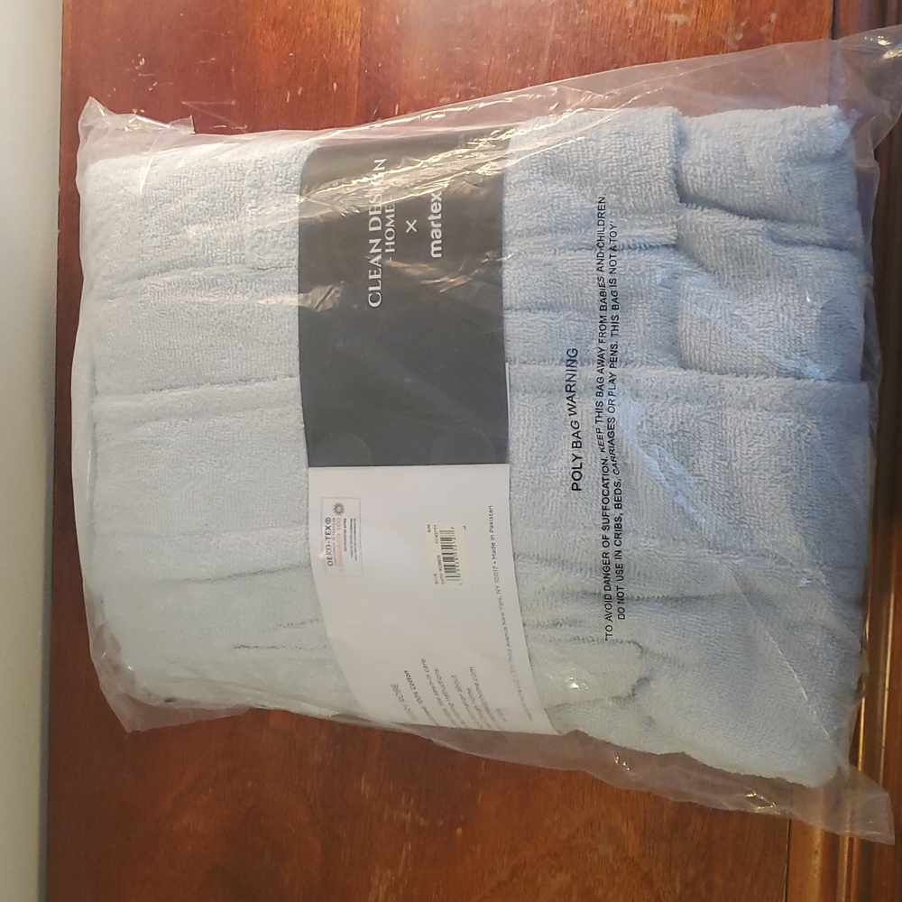 Clean Design Hone x Martex Low Lint 100% Cotton Robe S/M Light Blue - Picture 5 of 7
